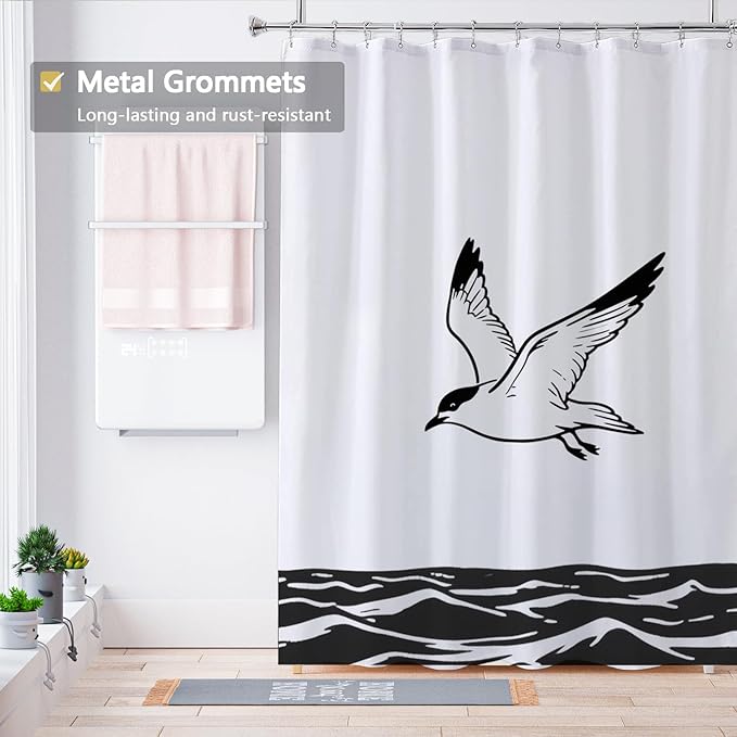 LLSCL Fabric Shower Curtain Liner with Magnets, Waterproof Hotel Quality, 72 x 72 Machine Washable