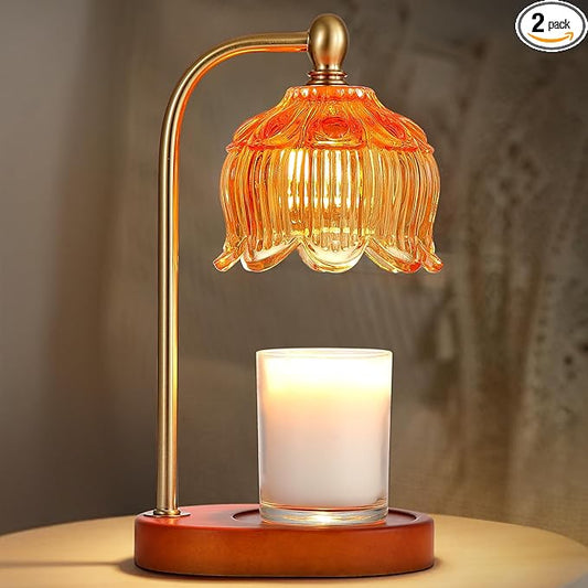MEIXISUE Candle Warmer Lamp with Timer and Dimmer,Electric Amber Light Gifts for Women Melt Wax Warmer Lamp with 2 Bulbs for Candle Jars House Warming New Home Decor