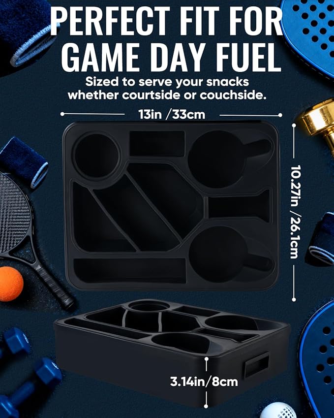 Couch Cup Holder Tray Dual Cup Silicone Snack & Drink Organizer – Waterproof Anti-Slip Large Couch Caddy Tray for Sofa Bed Car Camping, Dishwasher Safe No Spill Drink & Snack Couch Tray