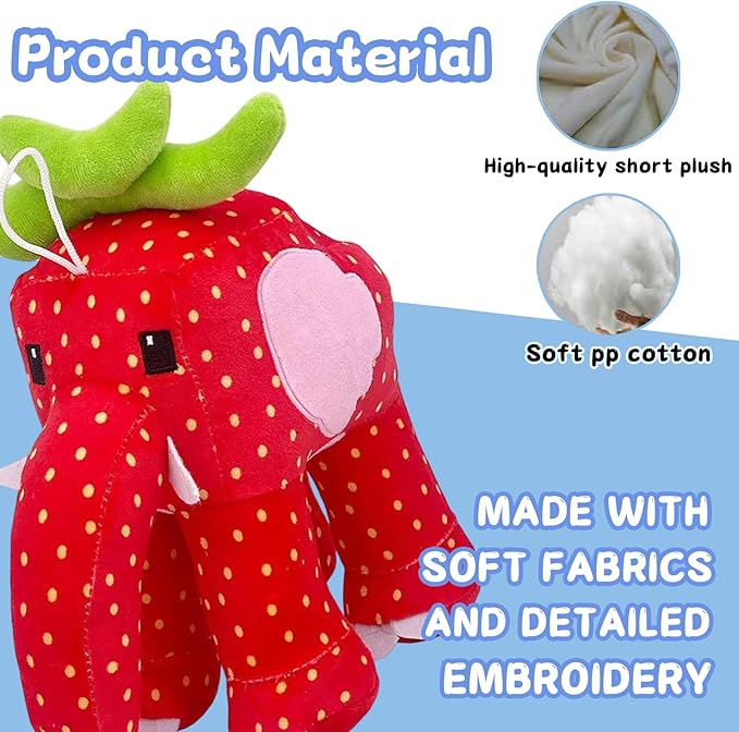 Steal a Brainrot Strawberry Elephant Plush for Kids, Steal a Brainrot Plush Soft Stuffed Animal, Creative Fruit Elephant Plushie Toy, Huggable Gift for Boys Girls