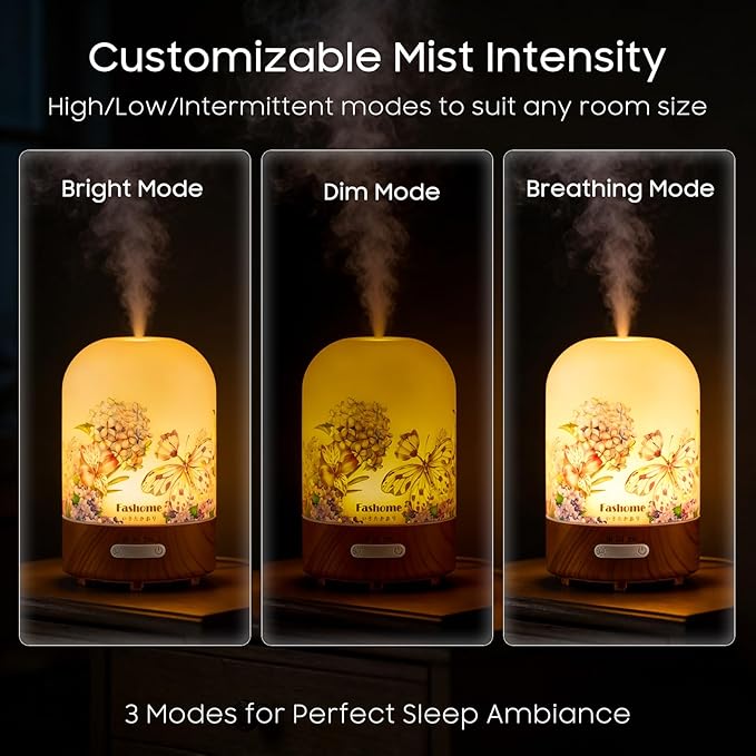 Essential Oil Diffuser for Home, Ultrasonic Cool Mist Air Aromatherapy Humidifier, Mini Scent Air Machine Portable Diffuser with Changing Lights & Auto Shut-Off for Home Bedroom Office Yoga(<25dB)
