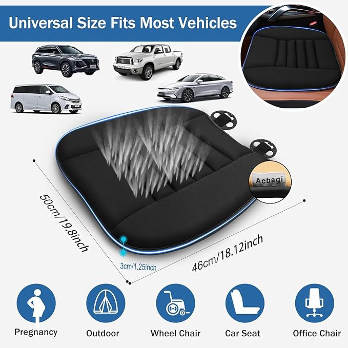 ACBAGI Car Seat Cushion Driver Seat Cushion with 1.2inch Comfort Memory Foam, Seat Cushion for Car, Office Chair and Home Chair