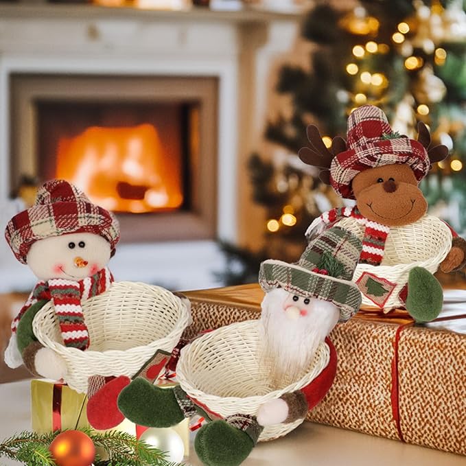 Efficient Cloth Candy Storage Basket with Santa Design Holiday Decors for Christmas Tree Accessories Organization Santa Ornament Storage Holders