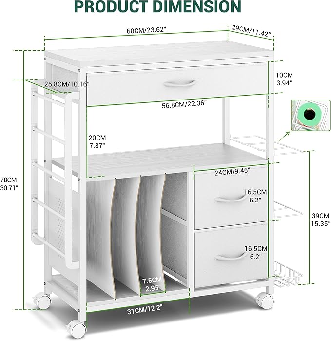 PUNLUXU Wrapping Paper Storage Cart, Rolling Gift Wrap Station with Ribbon and Gift Bag Storage, Wrapping Paper Organizer Holder, Craft Organizers and Storage, Craft Storage Cart 03 Patent Protected