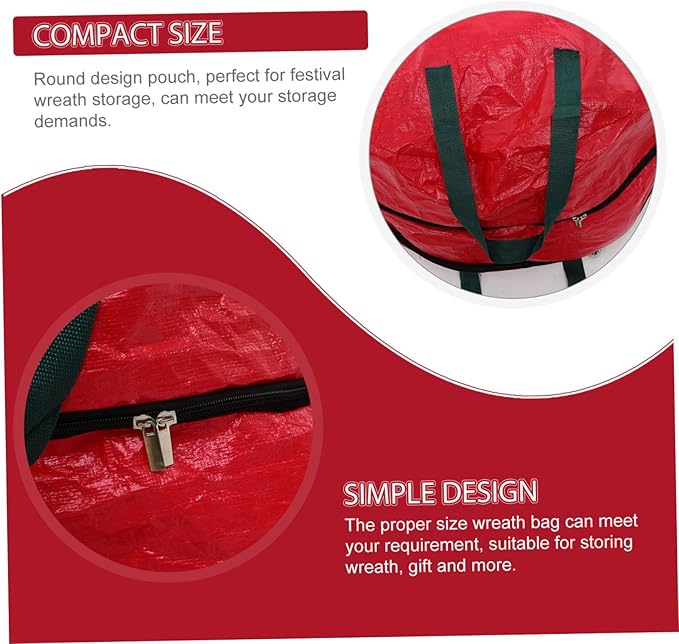 Garneck 2pcs Double Layer Xmas Wreath Storage Bag with Handles Container for Wreaths Design for Holiday Decorations Zippered Organizer for Convenient Storage