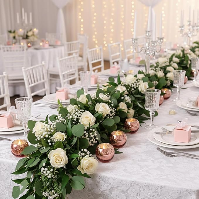 LAMORGIFT 36 Pcs Rose Gold Candle Holders-Rose Gold centerpieces for Birthday Party, Wedding, Bridal Shower, Sweet 16. Mother's Day Brunch Table Decorations