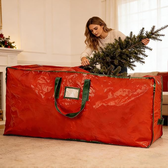 Christmas Tree Storage | Zippered Large Holder Organizer,Heavy Duty Tree Bags with Reinforced Handles | for Basement Garage Closet College Dorm Attic Home