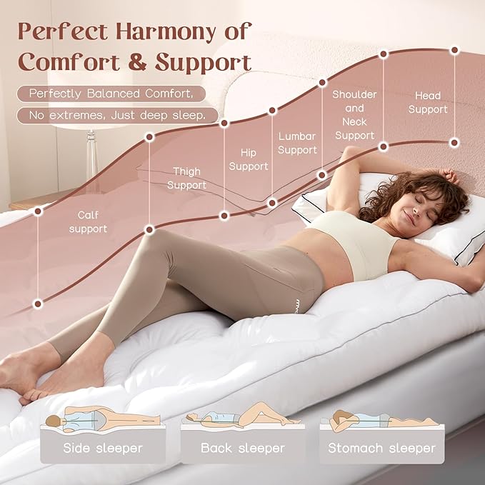 Decroom 4 Inch Mattress Topper King for Back Pain Relief, Breathable Memory Foam Mattress Pad, Soft & Supportive Pillow Topper, 80x78x4 Inch
