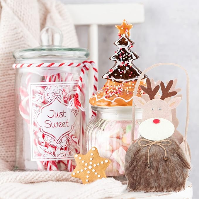 Yardwe 2pcs Christmas Candy Holder Storage Basket Cartoon Design Xmas Treat Bags Portable Decorative Christmas Baskets for Cookies Sweets and Treats for Holiday Festivities