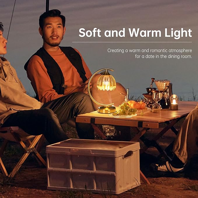 Shenmoyl Tulip Table Lamp, 5200mAh Cordless Touch Control Table Lamp with 3 Color Temps & Stepless Dimming, Rechargeable Battery Table Lamp for Living Room, Bedroom, Office, Shelf (Amber Tulip)
