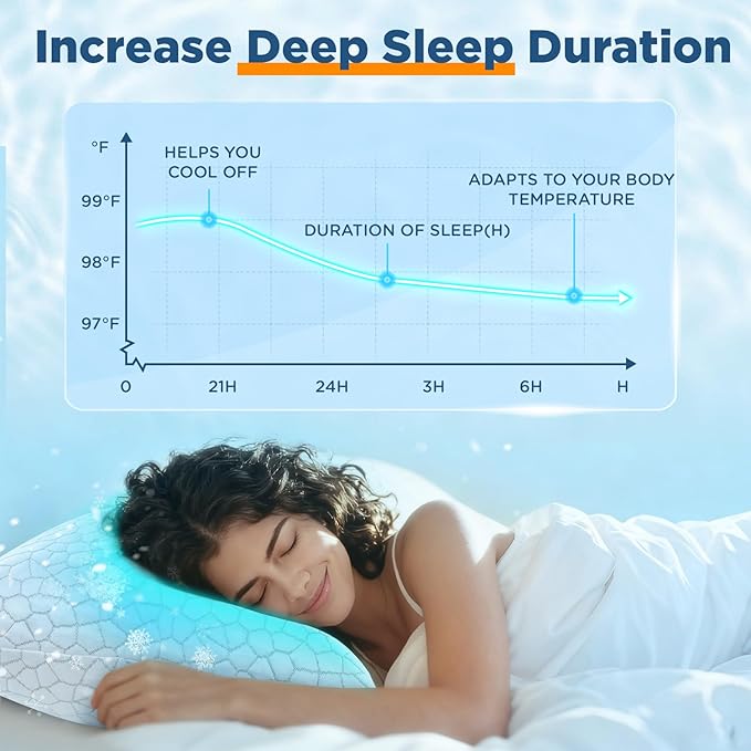Cooling Pillow King Size Set of 2, Adjustable Bed Pillows for Sleeping, Luxury Shredded Memory Foam Side Sleeper Pillows, Firm Cervical Neck Pillow for Side Sleepers Neck Pain-Cool Cervical Pillows