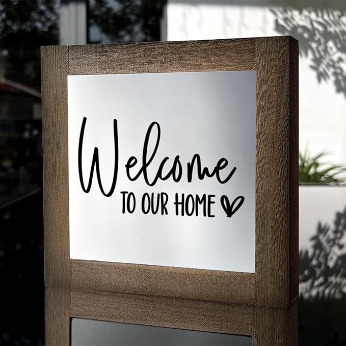 C2 Freestanding Welcome Sign for Home Entryway, Farmhouse Decor for Front Door, Porch & Tabletop Housewarming Decor