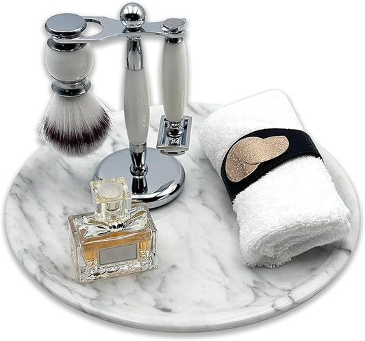 Marmor Marble Perfume Tray Bathroom Tray for Decorative,Candles,Jewelry Stone Vanity Tray,Kitchen Counter Decor and Home Decorative Tray(Calacatta Marble White) Jewelry Tray Unique Festival Gifts