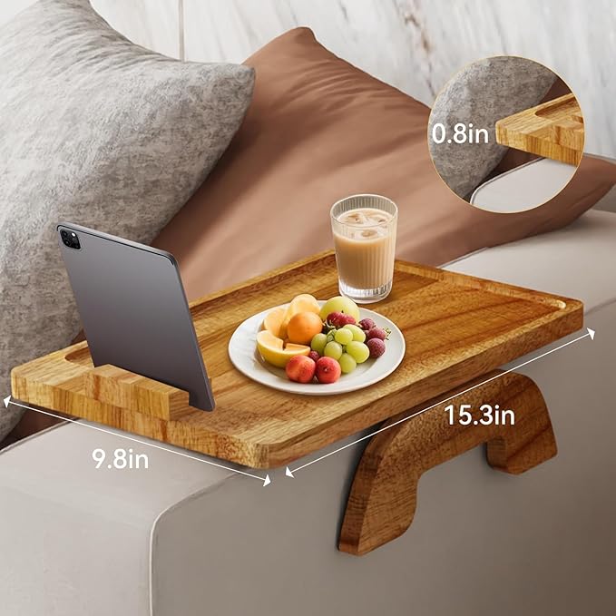 Couch Trays & Sofa Armrest Table - Multi-Functional Arm Trayes for Couch, Perfect Sofa Arm Tray Table for Snacks & Drinks