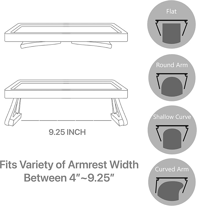 Xchouxer Sofa Armrest Clip Table, TV Snack Tray, Handy Remote Controls/Drinks/Phone Holder (White)