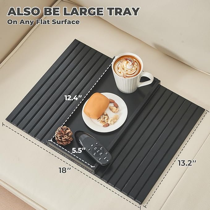 LOVYANXUE Bamboo Sofa Arm Tray, Anti Falling Couch Arm Tray Table, Foldable Couch Armrest Table, Portable Sofa Armrest Trays Cup Holder for Drink, Cups, Phone, Snacks, Remote