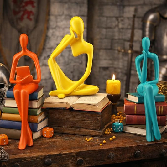 AceOrbit 3 Pcs Thinker Statues Mid Century Modern Decoration Thinker Sculptures Abstract Art Ornament Modern Aesthetic Figurine Decor Suitable for Home Bedroom Office Shelf Table Desk Bookshelf Decor