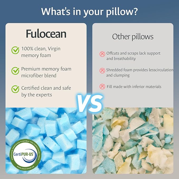Cooling Gel Memory Foam Pillows Queen Size Set of 2 for Sleeping,Bamboo Rayon Adjustable Firm Shredded Foam Bed Pillows 2 Pack for Side, Back, Stomach Sleepers Luxury Washable Breathable Pillowcase