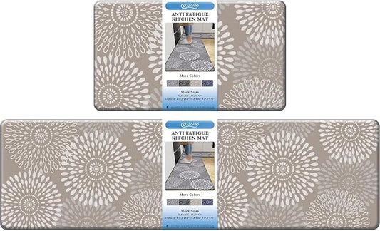 LuxStep Kitchen Mat Cushioned Rugs Anti-Fatigue Mats for Kitchen Floor,Waterproof Non-Slip Mats and Rugs Set for Office,Floor,Laundry 17.3"×30"+17.3"×59",Khaki