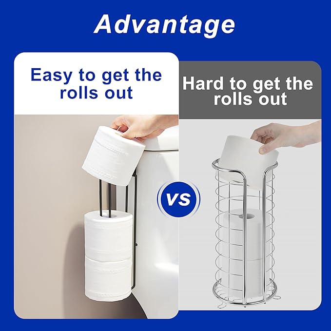Black Toilet Paper Holder, Bathroom Toilet Paper Roll Holder with Storage Extra 2 Rolls, Over The Tank Toilet Paper Holder with Storage, Stainless Steel, 2Pcs