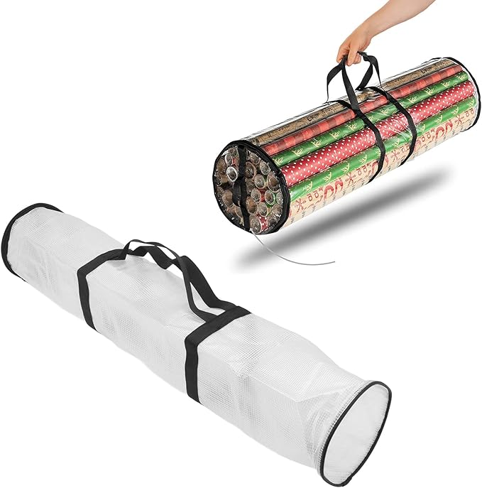 Wrapping Paper Organizer Storage, PVC Clear Wrapping Paper Storage Bag Simplify Gift Wrap Storage Box Gift Wrapping Organizer Storage Wrap Organizer for Closets, Under Beds, Or