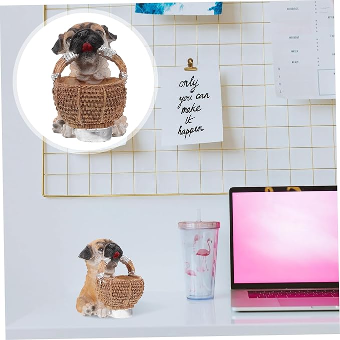 Cabilock Creative Puppy Ornament Storage Container Multi-functional Resin Basket for Keys Items Stylish Desktop Decoration for Home Office and Entryway