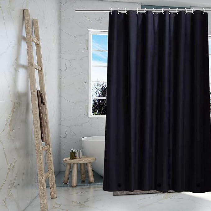 TIKABC Black Shower Curtain Liner 5 Pack, 4G PEVA Shower Liner, Plastic Peva Waterproof Shower Curtains, 72x72 inch with Grommet Holes 3 Magnetic Weights