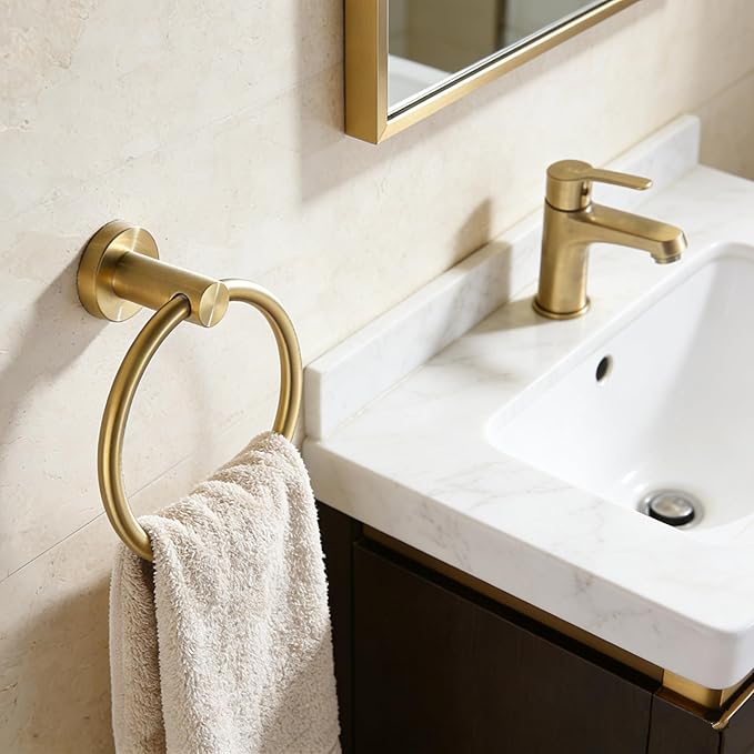 Toilet Paper Holder Towel Ring Brushed Gold Bathroom Hardware Hand Towel Holder Bathroom Accessories Set Wall Mount Stainless Steel 2 Pieces