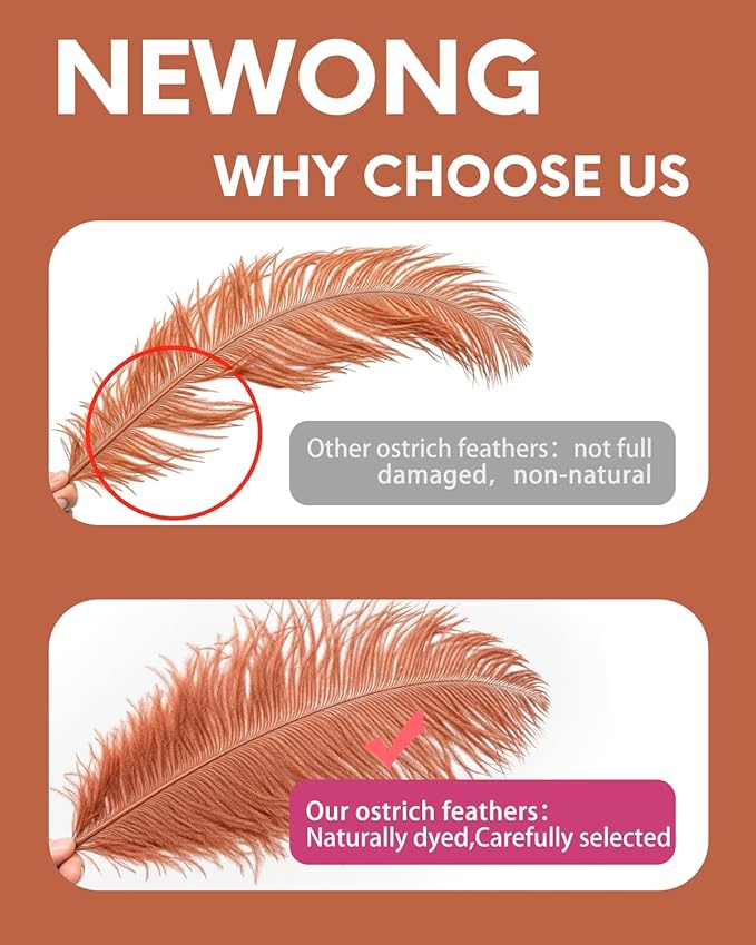 30pcs Brown Ostrich Feathers Natural Bulk 9-12in（23-30cm） Vase Craft Wedding Home Party Centerpieces Christmas Day Decoration