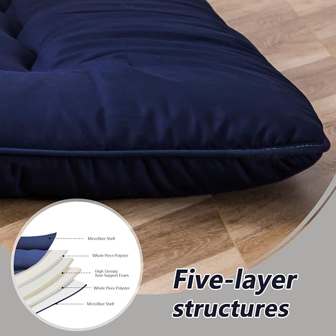 MAXYOYO Cot Japanese Floor Futon Mattress, Single Size Tatami Mat Sleeping Pad Foldable Roll Up Boys Girls Narrow Mattress