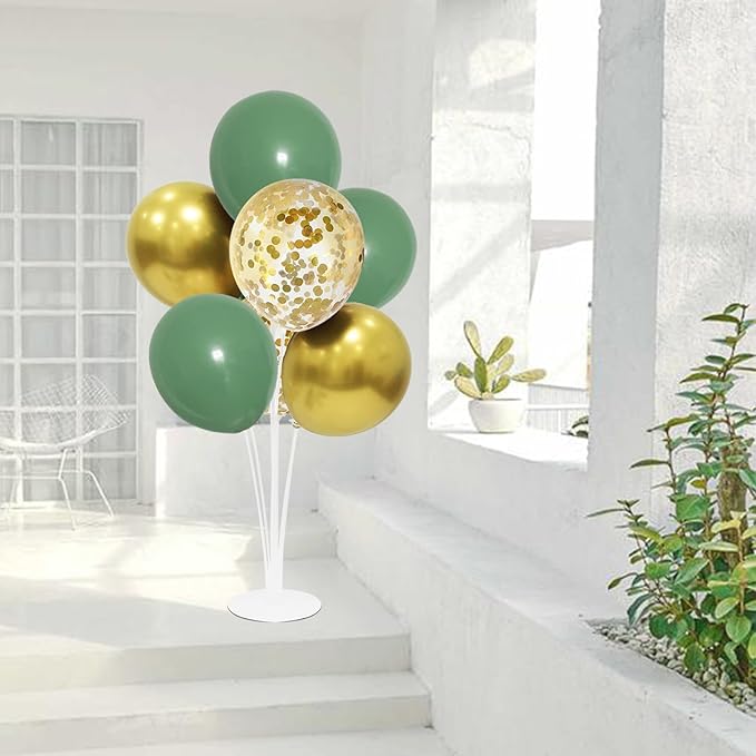 ZJDHPTY Green and Gold Balloon Stand Centerpiece Table Decorations for Birthday Woodland Baby Shower Party Decoration for Graduation 2026 New Years Eve (Green gold set4)