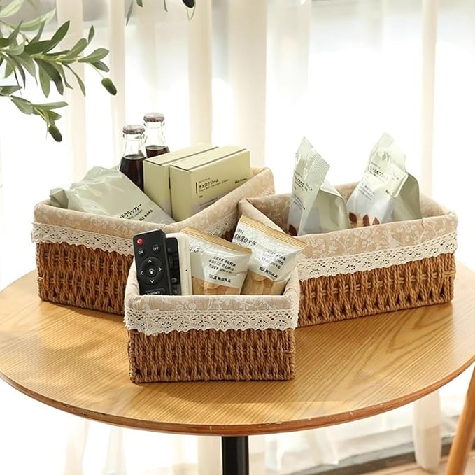 Straw storage box, living room coffee table, miscellaneous storage basket