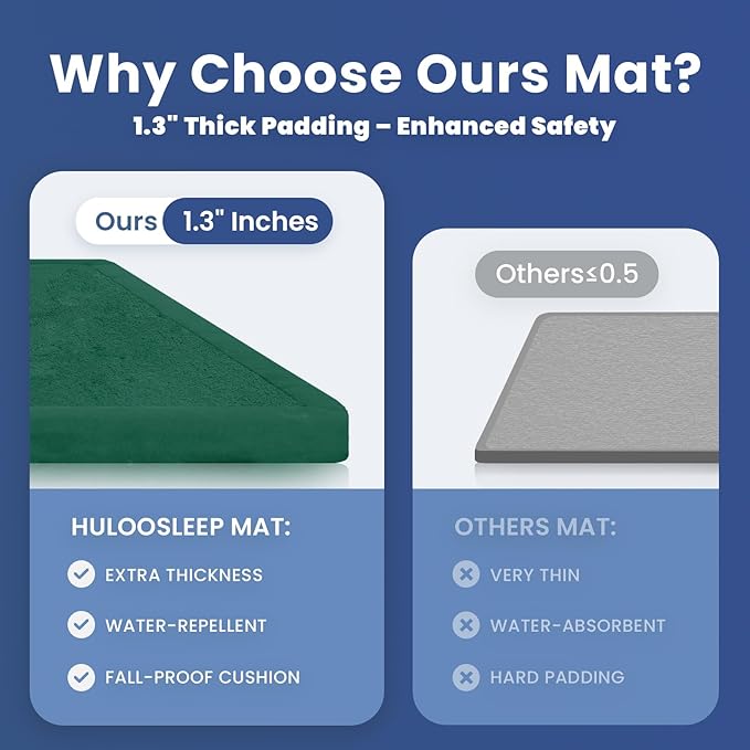Ultra Soft Baby Play Mat for Floor,1.3" Thick Elasti-Foam 50x50 Playpen Mat for Toddlers Infant kids,Non-Slip Backing Safe for Crawling&Tummy Time,Tatami Style (Dark Green)