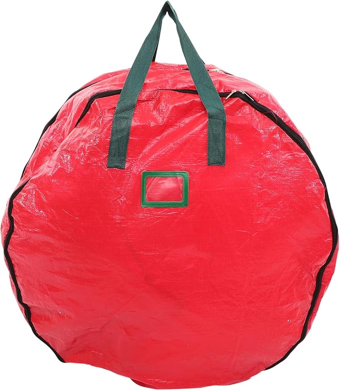 Christmas Wreath Storage Bag with Handle Double-Layer Pe Wreath Holder for and Portable Holiday Decoration Organizer