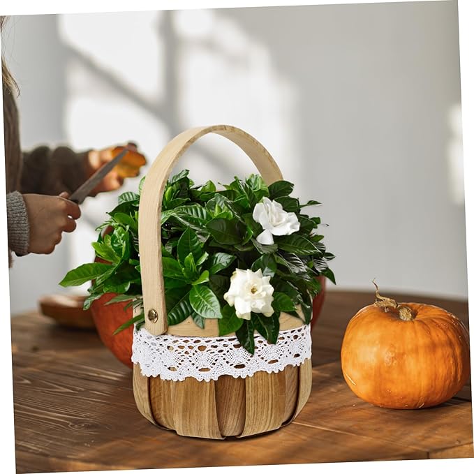 Zerodeko 1Pc Woven Pumpkin Basket for Halloween Candy Storage Container for Trick Treating Festive Decoration and Sundries Organization Unique for Parties