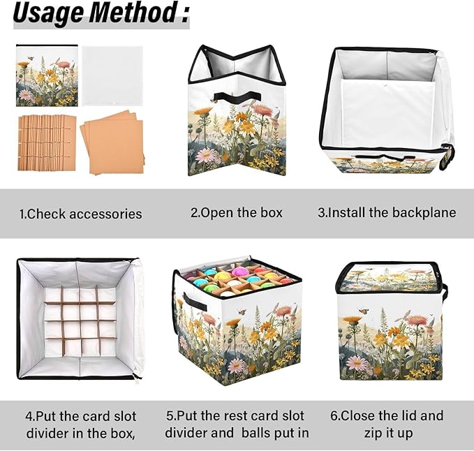 Kigai Wild Flower Christmas Ornament Storage Box with Zipper & Adjustable Dividers Holiday Ornament Organizer Xmas Storage Container, 64 Balls