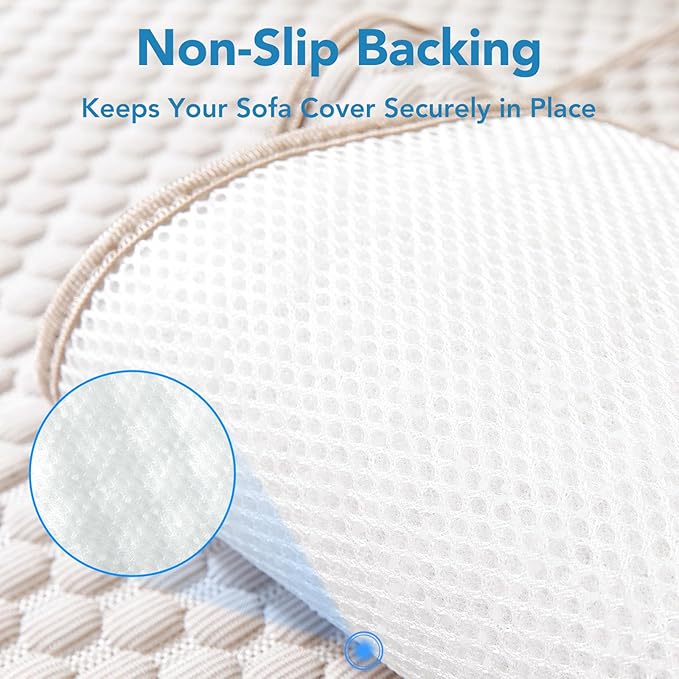 Non Slip Cooling Couch Cover for Seat,Pet Friendly Couch Protector for Dogs&Pets,Breathable Sofa Cushion Cover for 2–3Seater Couch,Soft Washable Sofa Pad for Leather&Fabric Sofa,LightBrown,25.6"×70.9"