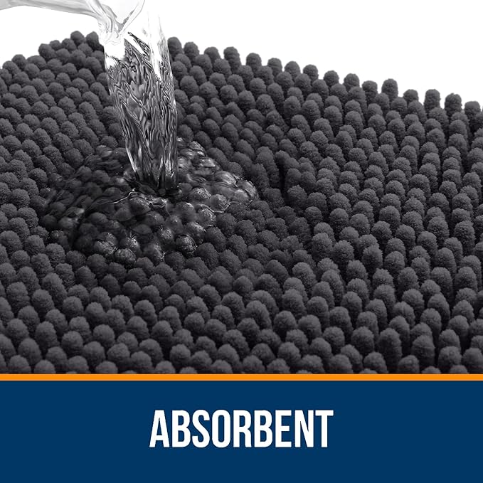 OLANLY Toilet Rugs U-Shaped 24x24, Extra Soft Absorbent Chenille Contour Bathroom Rugs for Toilet, Dry Quickly, Machine Washable, Non-Slip Toilet Bath Mat, Dark Grey