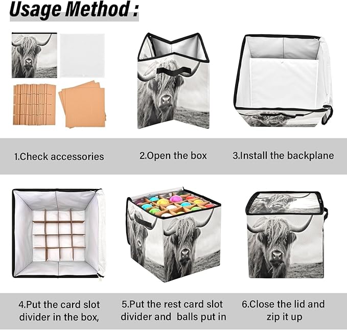 Kigai Highland Cow Christmas Ornament Storage Box with Zipper & Adjustable Dividers Holiday Ornament Organizer Xmas Storage Container, 64 Balls