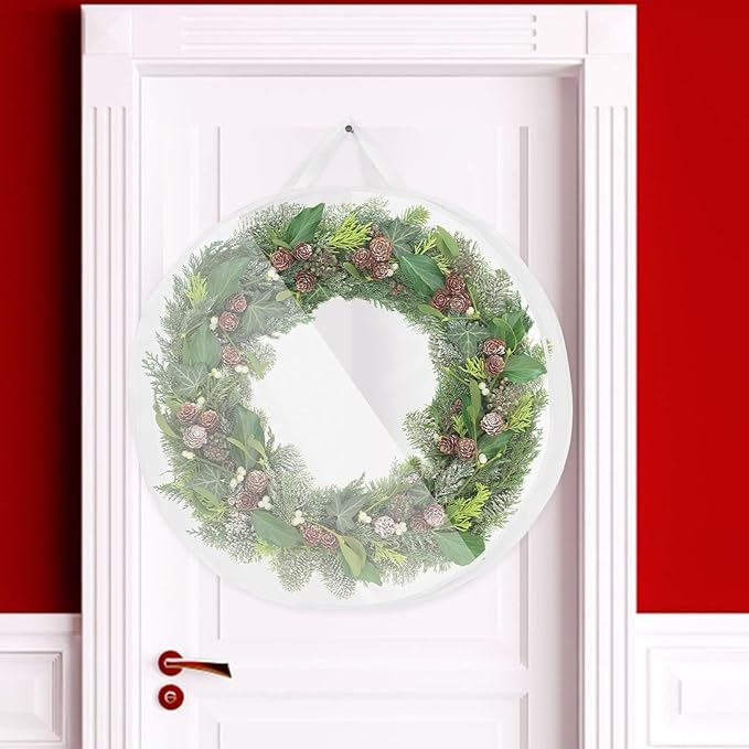 Clear Christmas Wreath Storage Bag with Zippers Door Storage Bag Garlands Storage Bag PVC for Holiday Storage