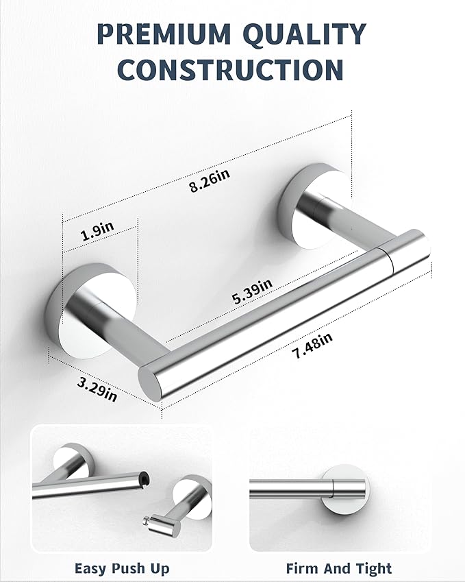 RARXTR Polished Finish Toilet Paper Holder SUS304 Stainless Steel Double Post Pivoting Toilet Paper Roll Holder Wall Mounted Toilet Tissue Holder for Commercial Bathroom RV