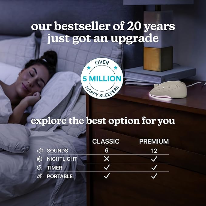 Homedics Sleep Better Portable Sound Machine,Night Light,12 Soothing Sounds Including White Noise,Rain & Thunderstorm,Ultra-Portable Design,Auto-Off Timer,Ideal for Travel &Baby Sleep,Cream,Pack of 3