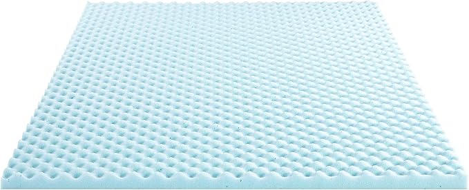 Best Price Mattress 2 Inch Egg Crate Memory Foam, Cooling Gel Infusion, Full Mattress Topper, Dorm Essentials, Blue