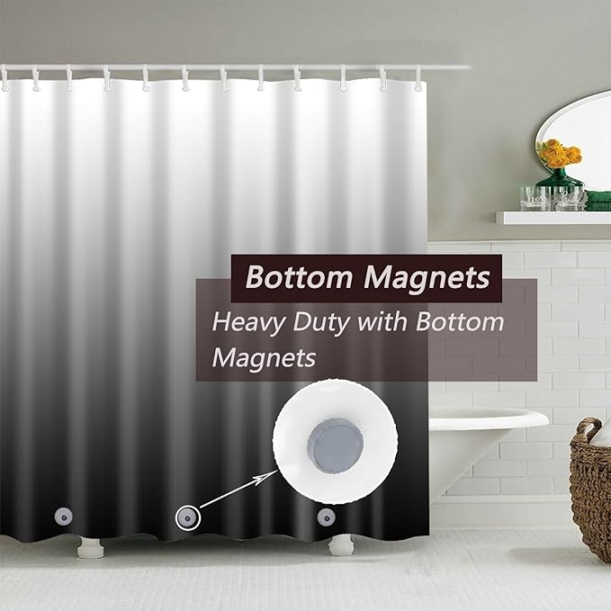 TIKABC Shower Curtain Liner, Grey Lightweight Shower Curtain Liners, Plastic Shower Curtains, 72x72 inch PEVA Shower Liner with 12 Grommet Holes 3 Magnetic Weights