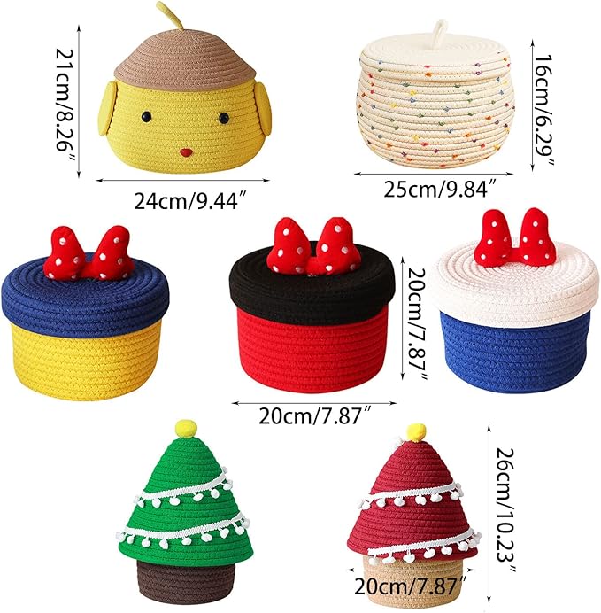 Cotton Thread Christmas Tree Storage Basket With Cover Organization For Makeup Toy Organizer Holder Woven Storage Baskets For Organizing