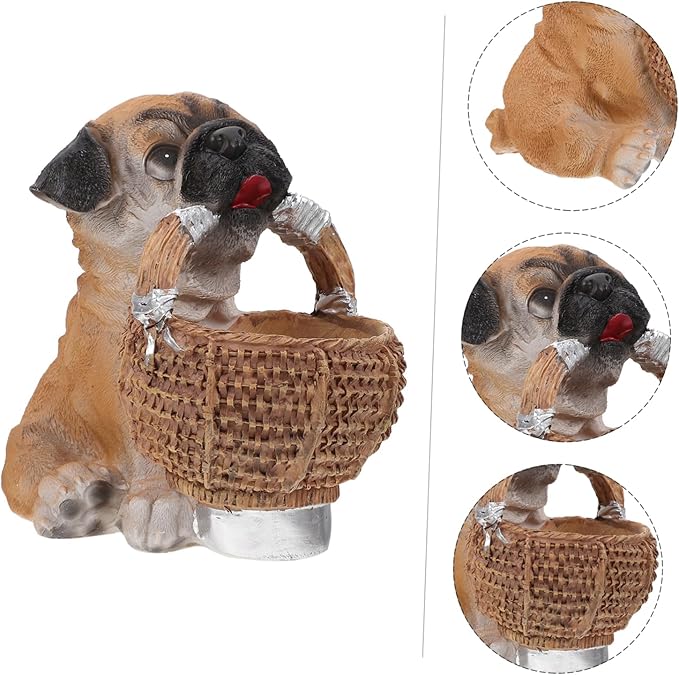Cabilock Creative Puppy Ornament Storage Container Multi-functional Resin Basket for Keys Items Stylish Desktop Decoration for Home Office and Entryway