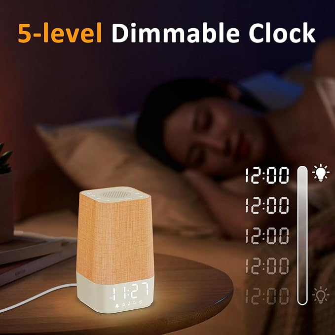 10-60 Mins Simulate Sunrise Alarm Clock: Gentle Wake Up Light Adjustable Brightness, 30 Volume, Bright & Loud Enough for Heavy Sleepers - White Noise Machine with 30 Soothing Sounds, Ease of Use