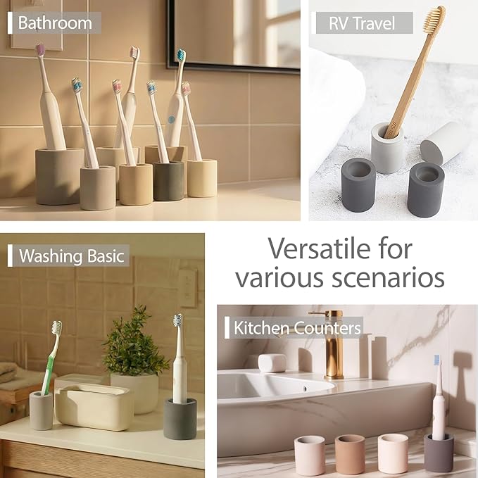 Mini Toothbrush Holders for Bathrooms - Diatomite Quick-Dry Organizer, Compact Portable Toothbrush Holder for Countertop, Shower & Travel Storage