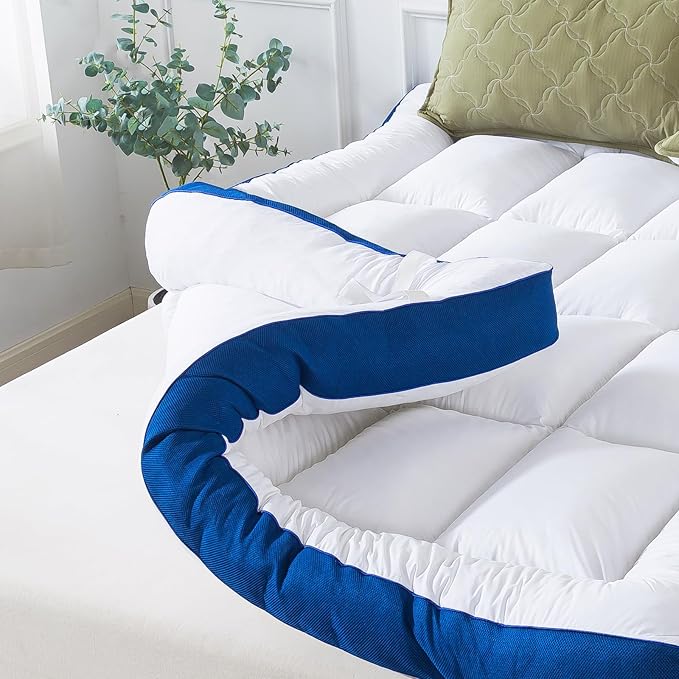 WhatsBedding 5 Inch Full Size Mattress Topper for Back Pain Relief, Filled with Breathable & Soft Memory Foam Pillow Top,4 Elastic Straps