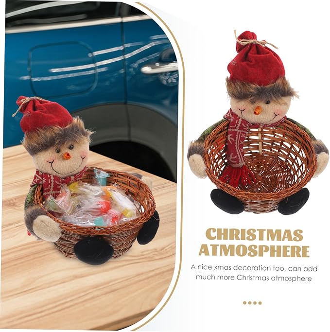 Claus Reindeer Snowman Christmas Balls Ornaments Party Storage Basket Random Style
